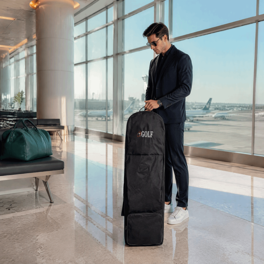 Foldable Rolling Luggage Bag - 검은색 골프 여행 가방, 접이식, 바퀴