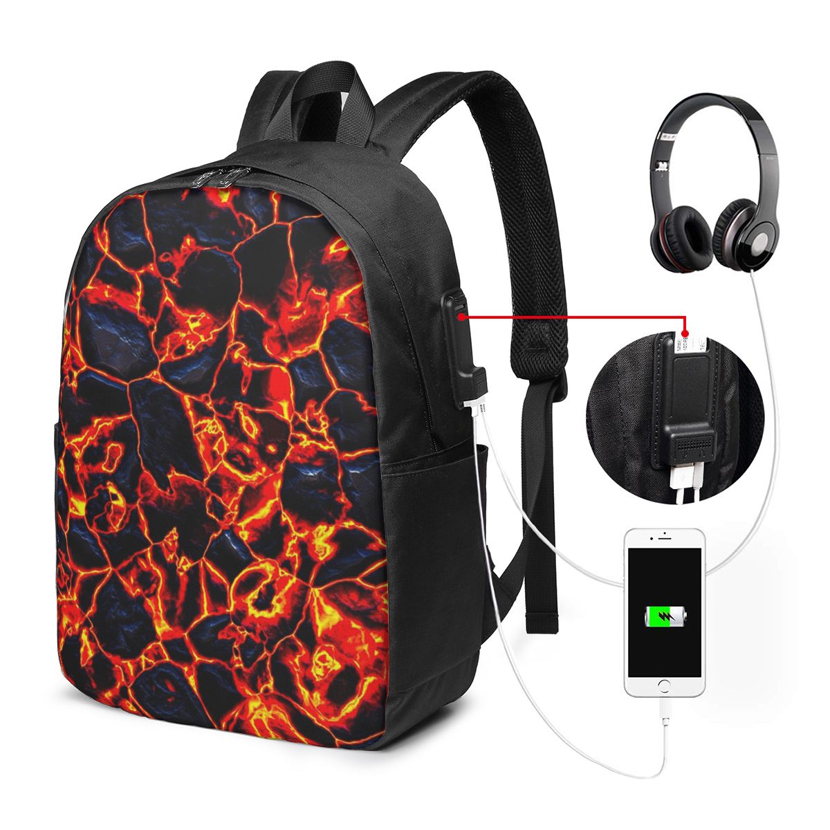 마그마 화산 용암 화재 배낭 여행 노트북 가방 컴퓨터  - Backpacks 리뷰 및 가격