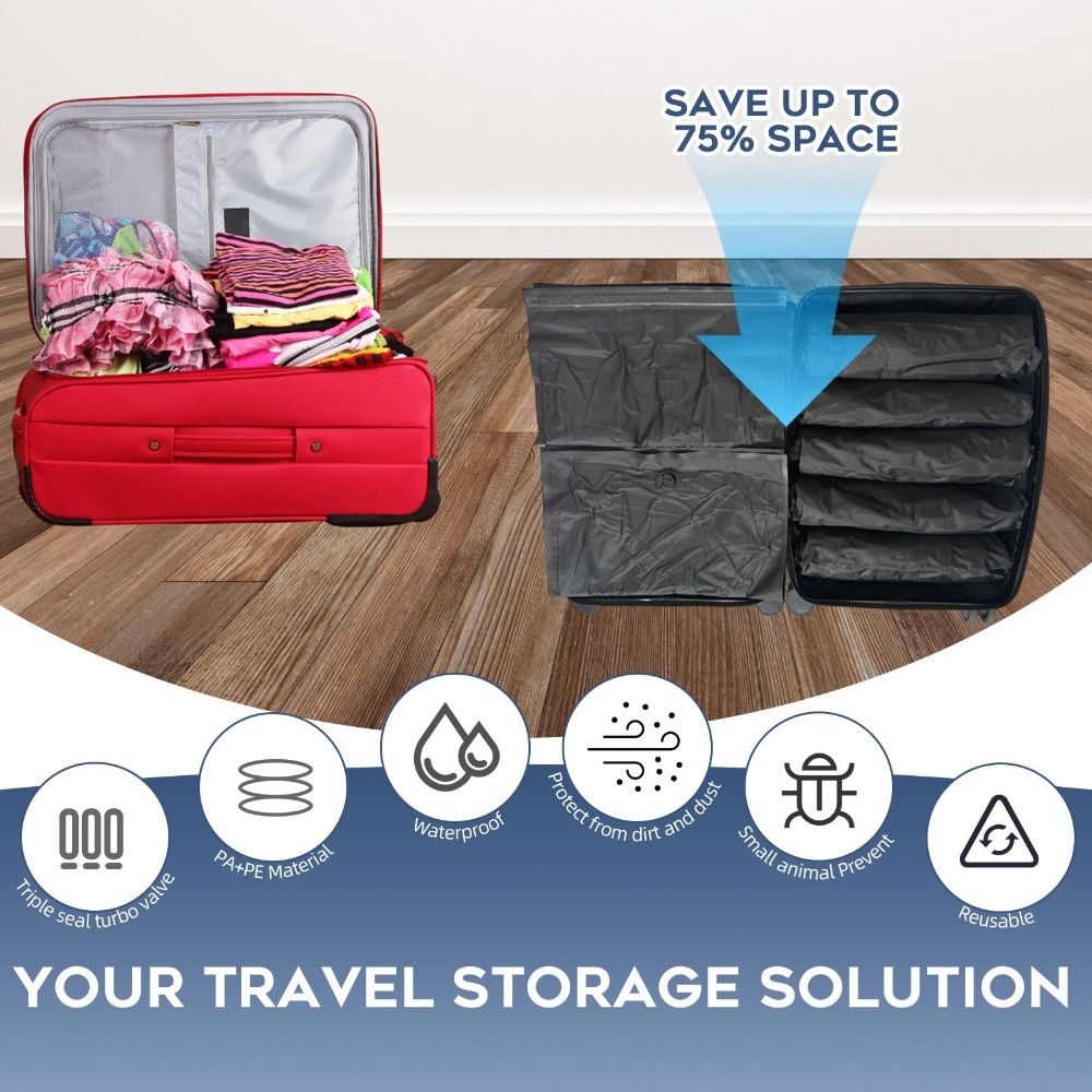 새로운 재사용 가능한 핸드 롤 진공 압축 백, 공간 절 - Luggage 리뷰 및 가격