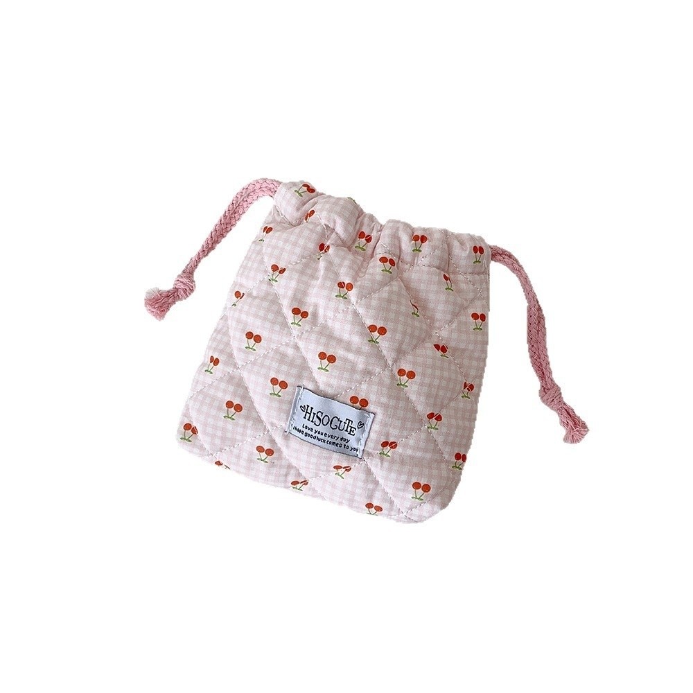새로운 체리 무늬 드로스트링 파우치, 다용도 대용량 화 - Cosmetic Bags 리뷰 및 가격